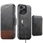 Suteni Q06S3 3-in-1 Splicing Detachable Vertical Flip Wallet MagSafe Leather Phone Case, For iPhone 16 Pro Max, For iPhone 16 Pro, For iPhone 16 Plus, For iPhone 16, For iPhone 15 Pro Max...