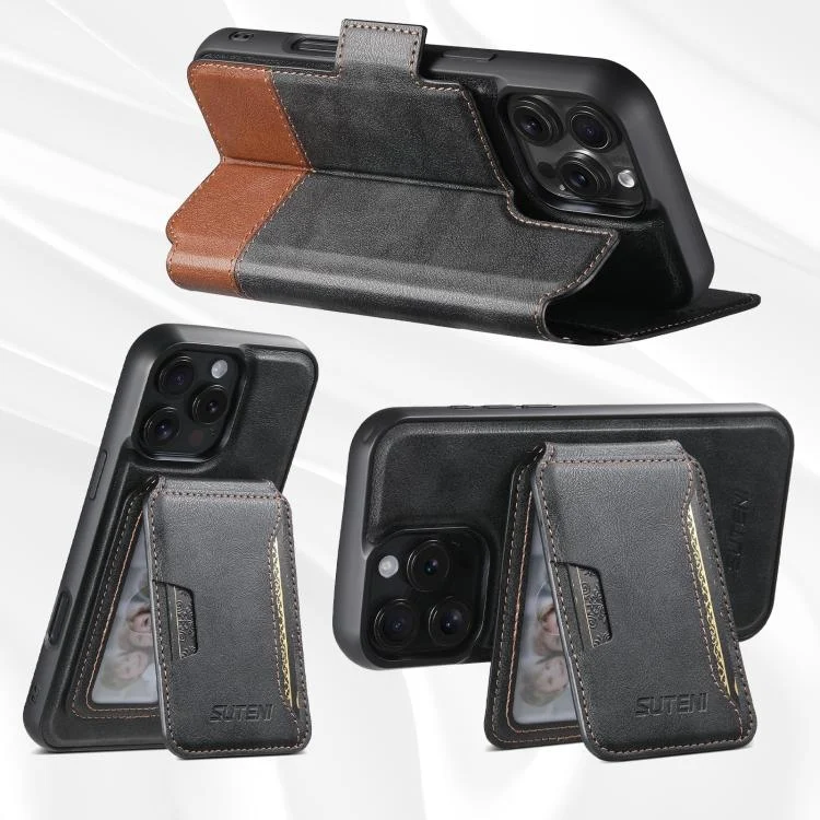 SYA002987401A_2.webp Suteni Q06S3 3-in-1 Splicing Detachable Vertical Flip Wallet MagSafe Leather Phone Case, For iPhone 16 Pro Max, For iPhone 16 Pro, For iPhone 16 Plus, For iPhone 16, For iPhone 15 Pro Max... - Image 4