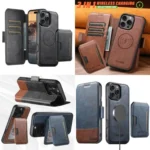 Suteni Q06S3 3-in-1 Splicing Detachable Vertical Flip Wallet MagSafe Leather Phone Case, For iPhone 13 Pro Max, For iPhone 13 Pro, For iPhone 13, For iPhone 12, For iPhone 12 Pro Max... - Image 2