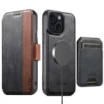 Suteni Q07S2 3-in-1 Detachable Vertical Flip Wallet MagSafe Splicing Leather Phone Case, For iPhone 15 Plus, For iPhone 15, For iPhone 14 Plus, For iPhone 14, For iPhone 14 Pro, For iPhone 14 Pro Max