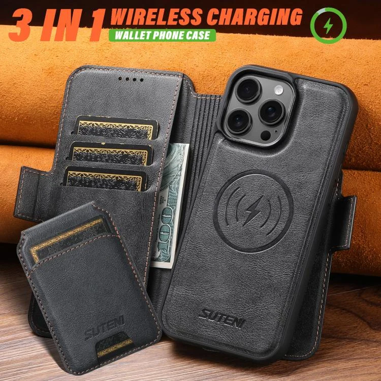 SYA002987513A_3.webp Suteni Q07S2 3-in-1 Detachable Vertical Flip Wallet MagSafe Splicing Leather Phone Case, For iPhone 13 Pro Max, For iPhone 13 Pro, For iPhone 13, For iPhone 12, For iPhone 12 Pro Max... - Image 5