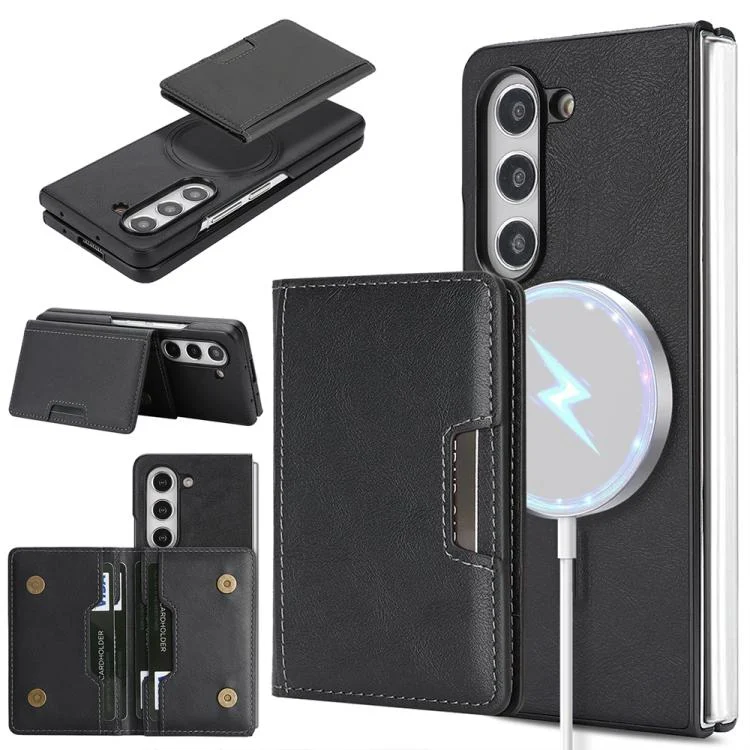 Kalebol Strong Magnetic MagSafe 2-Fold Ring Magnetic Card Case Leather Side Sticker Phone Case, For Samsung Galaxy Z Fold7, For Samsung Galaxy S25 Ultra, For Samsung Galaxy Z Flip6...
