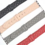 Rhombus Top Layer Cowhide Leather Watch Band For Apple Watch Ultra 49mm&Watch Ultra 2 49mm / Series 10 46mm / 9&8&7 45mm / SE 3&SE 2&6&SE&5&4 44mm / 3&2&1 42mm - Image 4