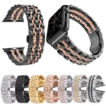 22mm Men Hidden Butterfly Buckle 7 Beads Stainless Steel Watch Band For Apple Watch 38mm - Image 7