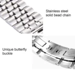 22mm Men Hidden Butterfly Buckle 7 Beads Stainless Steel Watch Band For Apple Watch 42mm - Image 3