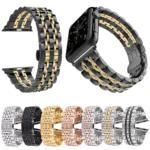 22mm Men Hidden Butterfly Buckle 7 Beads Stainless Steel Watch Band For Apple Watch 42mm - Image 7