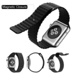 For Apple Watch 42mm Loop Magnetic Closure Clasp PU Leather Watch Band - Image 9