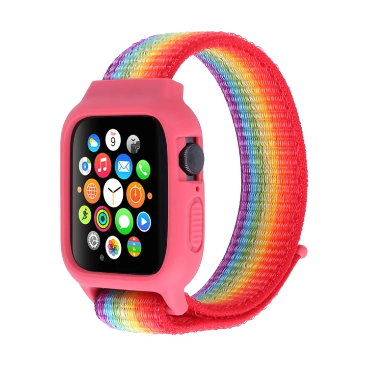 For Apple Watch Ultra 49mm&Watch Ultra 2 49mm / Series 10 46mm / 9&8&7 45mm / SE 3&SE 2&6&SE&5&4 44mm / 3&2&1 42mm Nylon Watch Band with Hook and Loop Fastener