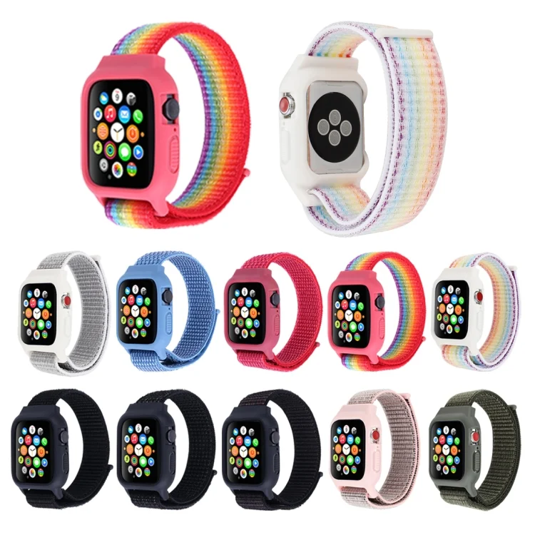 AW3453_B1.webp For Apple Watch Ultra 49mm&Watch Ultra 2 49mm / Series 10 46mm / 9&8&7 45mm / SE 3&SE 2&6&SE&5&4 44mm / 3&2&1 42mm Nylon Watch Band with Hook and Loop Fastener - Image 2