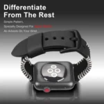 DUX DUCIS Fashion Woven Pattern Top-grain Leather Wrist Watch Band for Apple Watch Series 8&7 45mm / SE 2&6&SE&5&4 44mm / 3&2&1 42mm - Image 6