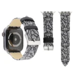 Thorns Printing Genuine Leather Watch Band for Apple Watch Series 10 42mm / 9&8&7 41mm / SE 3&SE 2&6&SE&5&4 40mm / 3&2&1 38mm