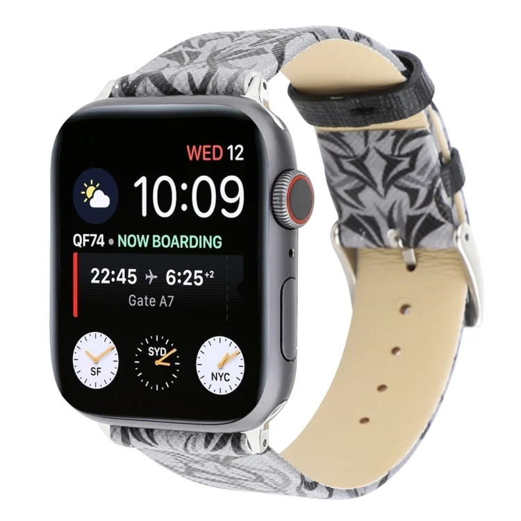 AW9305BH_1.webp Thorns Printing Genuine Leather Watch Band for Apple Watch Series 10 42mm / 9&8&7 41mm / SE 3&SE 2&6&SE&5&4 40mm / 3&2&1 38mm - Image 3