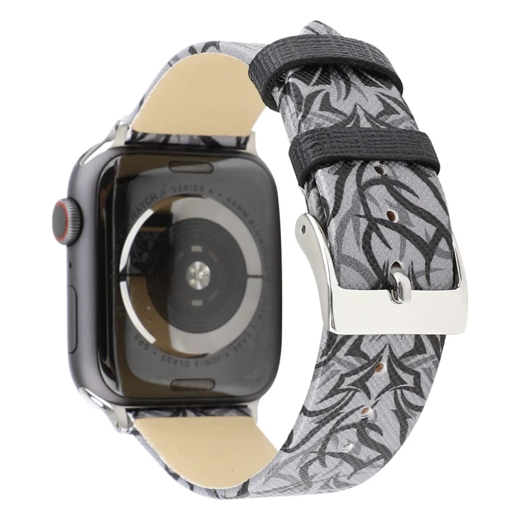 AW9305BH_2.webp Thorns Printing Genuine Leather Watch Band for Apple Watch Series 10 42mm / 9&8&7 41mm / SE 3&SE 2&6&SE&5&4 40mm / 3&2&1 38mm - Image 4