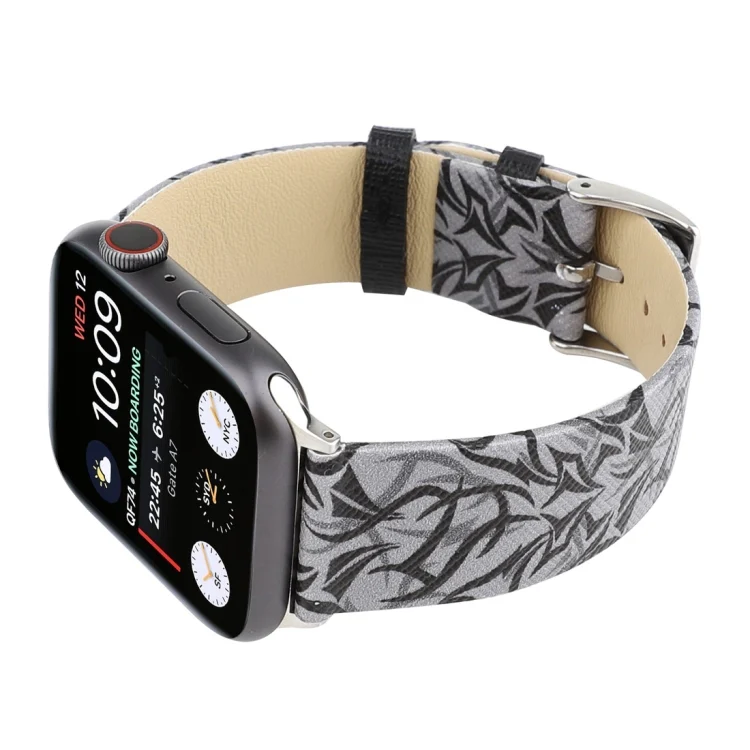 AW9305BH_3.webp Thorns Printing Genuine Leather Watch Band for Apple Watch Series 10 42mm / 9&8&7 41mm / SE 3&SE 2&6&SE&5&4 40mm / 3&2&1 38mm - Image 5