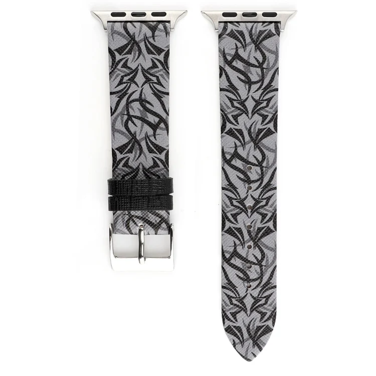 AW9305BH_4.webp Thorns Printing Genuine Leather Watch Band for Apple Watch Series 10 42mm / 9&8&7 41mm / SE 3&SE 2&6&SE&5&4 40mm / 3&2&1 38mm - Image 6