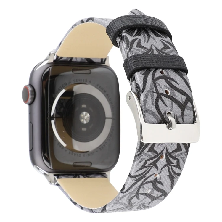 AW9306BH_2.webp Thorns Printing Genuine Leather Watch Band for Apple Watch Ultra 49mm&Watch Ultra 2 49mm / Series 10 46mm / 9&8&7 45mm / SE 3&SE 2&6&SE&5&4 44mm / 3&2&1 42mm - Image 3