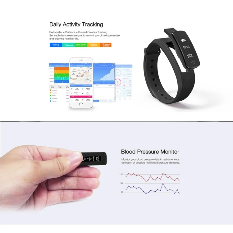 CA0103B_6.webp SMA-B2 Fitness Tracker Bluetooth 4.0 Smart Bracelet, IP67 Waterproof, Support Sports Modes / Heart Rate Monitor / Blood Pressure Monitor / Sleep Monitor - Image 8