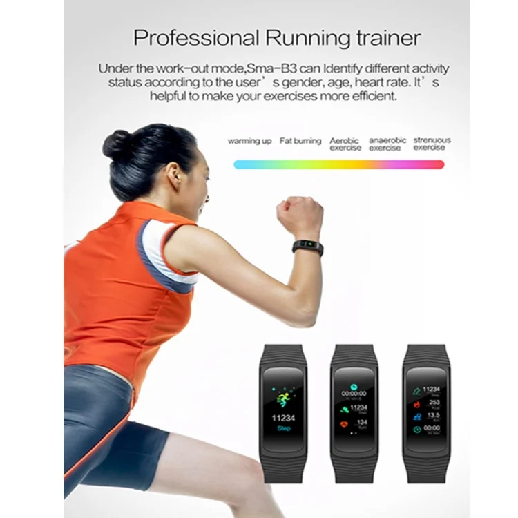 CA0105B_11.webp SMA-B3 Fitness Tracker 0.96 inch Bluetooth Smart Bracelet, IP67 Waterproof, Support Activity Traker / Heart Rate Monitor / Blood Pressure Monitor / Remote Capture - Image 13