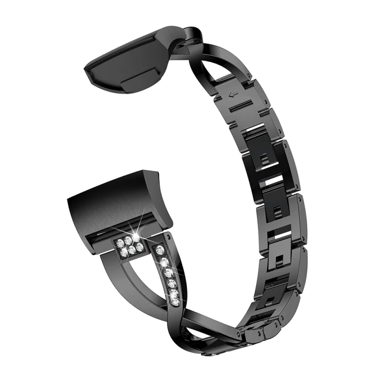 CA0295B_1.webp X-shaped Diamond-studded Metal Steel Watch Band for Fitbit Charge 3 - Image 3