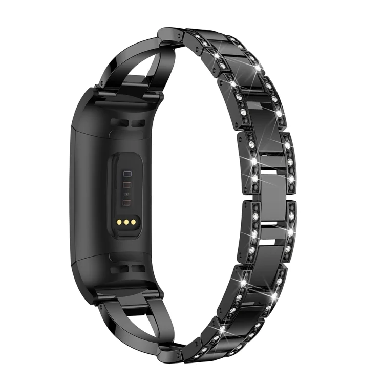 CA0295B_3.webp X-shaped Diamond-studded Metal Steel Watch Band for Fitbit Charge 3 - Image 5
