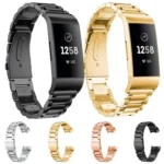 Three Beads Slingshot Buckle Solid Stainless Steel Watch Band for Fitbit Charge 3 - Image 2