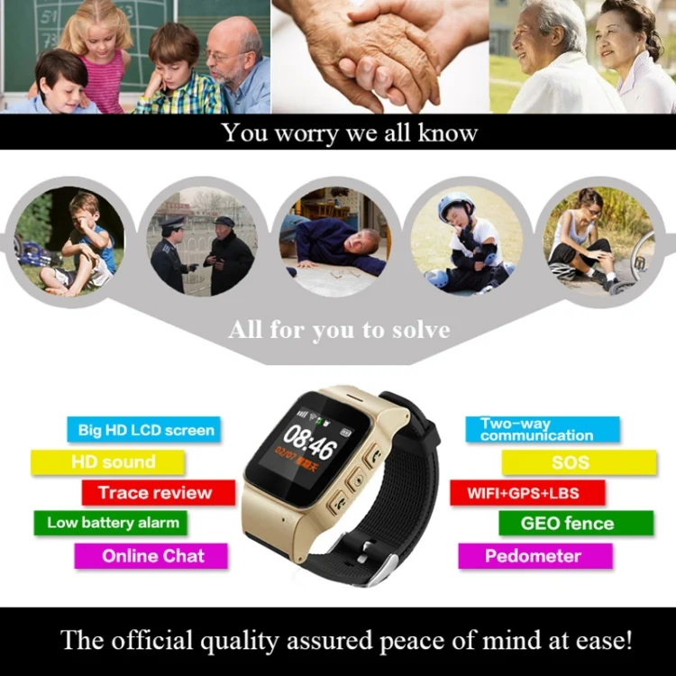 CA0351CJ_4.webp D99+ 1.22 inch HD LCD Screen GPS Smartwatch for the Elder Waterproof, Support GPS + LBS + WiFi Positioning / Two-way Dialing / Voice Monitoring / One-key First-aid / Wrist off Alarm / Safety Fence - Image 5