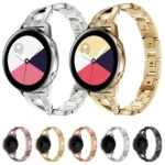 X-shaped Diamond Stainless Steel Wrist Strap WatchBand for Galaxy Watch Active 20mm - Image 2