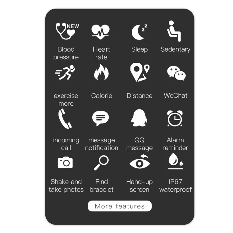 CA0474G_3.webp KY108 1.3 inches 240x240 Resolution Smart Bracelet IP67 Waterproof, Support Call Reminder /Heart Rate Monitoring /Sleep Monitoring /Blood Pressure Monitoring /Blood Oxygen Monitoring - Image 4