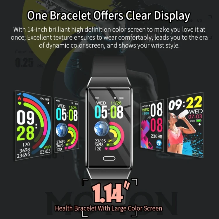 CA0546B_3.webp X9 1.14 inches TFT Screen Smart Bracelet IP67 Waterproof, Support Step Counting / Call Reminder / Heart Rate Monitoring / Blood Pressure Monitoring / Sleep Monitoring - Image 4