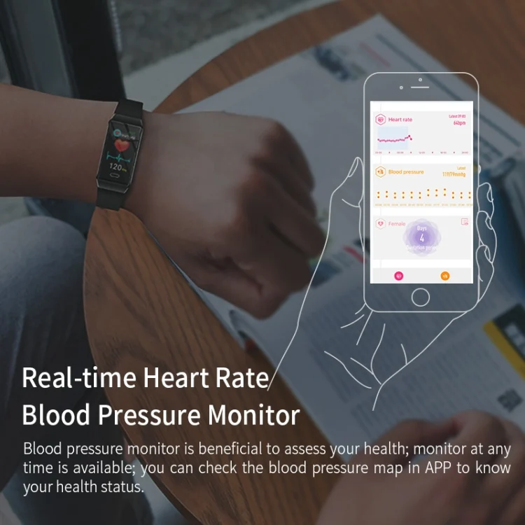CA0546B_6.webp X9 1.14 inches TFT Screen Smart Bracelet IP67 Waterproof, Support Step Counting / Call Reminder / Heart Rate Monitoring / Blood Pressure Monitoring / Sleep Monitoring - Image 7