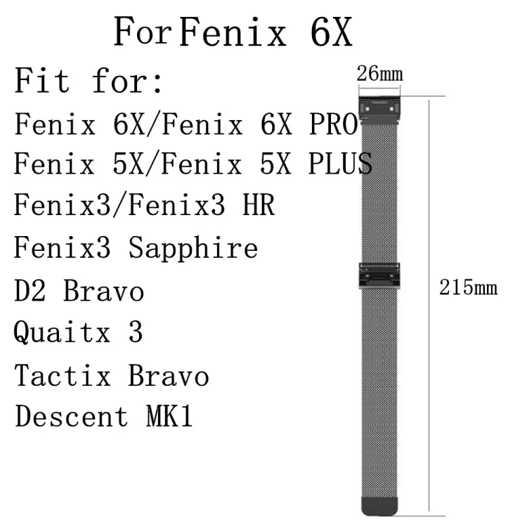 CA0611S_3.webp For Garmin Fenix 6X Milanese Watch Band - Image 5