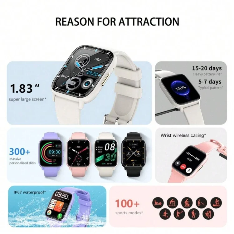 CA0837_B2.webp DM60 1.83 inch Waterproof Smart Watch, Support Body Temperature Monitoring / Heart Rate / Blood Oxygen / Blood Pressure Monitoring - Image 3