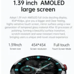 DW161.39 inch AMOLED Screen Smart Watch, Support Heart Rate / Blood Pressure Monitoring, Leather Strap - Image 2