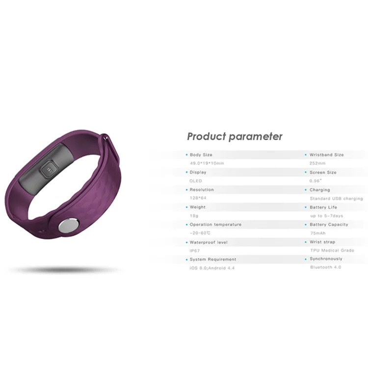 CA2024B_8.webp IWOWN i3 HR 0.96 inch OLED Display Bluetooth 4.0 Smart Bracelet - Image 9