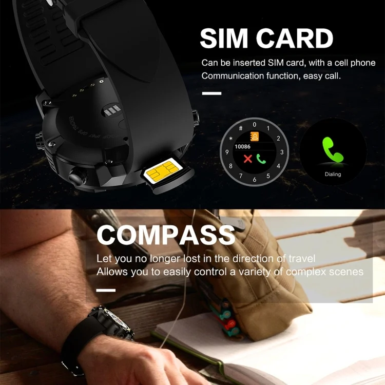 CA2772E_4.webp S3 1.39 inch OLED Screen Display Bluetooth Smart Watch, IP67 Waterproof, Support Compass / Heart Rate Monitor / SIM Card / GPS Navigation, Compatible with Android and iOS Phones - Image 6