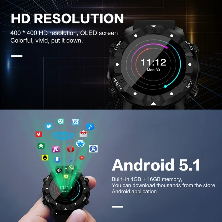 CA2772E_6.webp S3 1.39 inch OLED Screen Display Bluetooth Smart Watch, IP67 Waterproof, Support Compass / Heart Rate Monitor / SIM Card / GPS Navigation, Compatible with Android and iOS Phones - Image 8