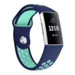 Two-color Round Hole Silicone Watch Band for Fitbit Charge 3, Watch Band Size:130-195mm