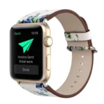For Apple Watch Ultra 49mm&Watch Ultra 2 49mm / Series 10 46mm / 9&8&7 45mm / SE 3&SE 2&6&SE&5&4 44mm / 3&2&1 42mm Fashion Pastoralism Style Little Floral Pattern Women Watch Leather Watch Band - Image 4