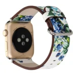 For Apple Watch Ultra 49mm&Watch Ultra 2 49mm / Series 10 46mm / 9&8&7 45mm / SE 3&SE 2&6&SE&5&4 44mm / 3&2&1 42mm Fashion Pastoralism Style Little Floral Pattern Women Watch Leather Watch Band - Image 5
