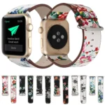 For Apple Watch Ultra 49mm&Watch Ultra 2 49mm / Series 10 46mm / 9&8&7 45mm / SE 3&SE 2&6&SE&5&4 44mm / 3&2&1 42mm Fashion Pastoralism Style Little Floral Pattern Women Watch Leather Watch Band - Image 2