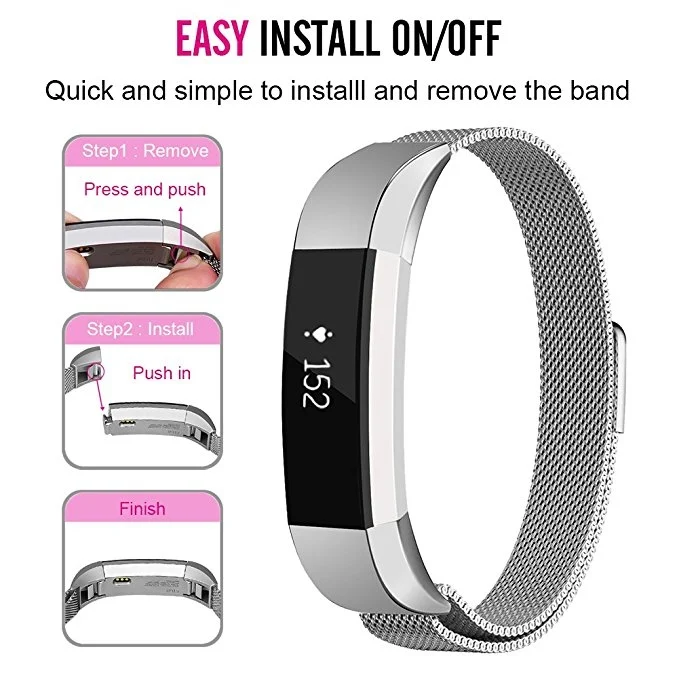 CA8097S_2.webp Stainless Steel Magnet Watch Band for FITBIT Alta,Size: Large, 170-236mm - Image 3