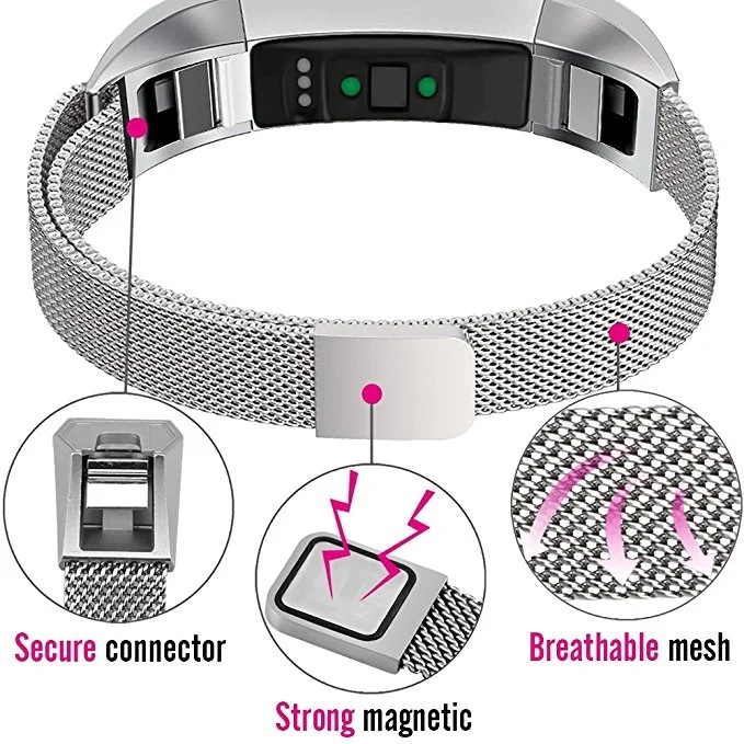 CA8097S_4.webp Stainless Steel Magnet Watch Band for FITBIT Alta,Size: Large, 170-236mm - Image 5