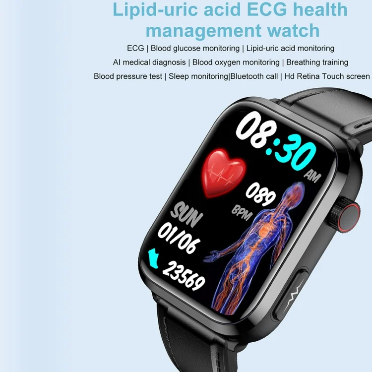 CA8769_B10.webp ET210 1.91 inch IPS Screen IP67 Waterproof Silicone Band Smart Watch, Support Body Temperature Monitoring / ECG - Image 11