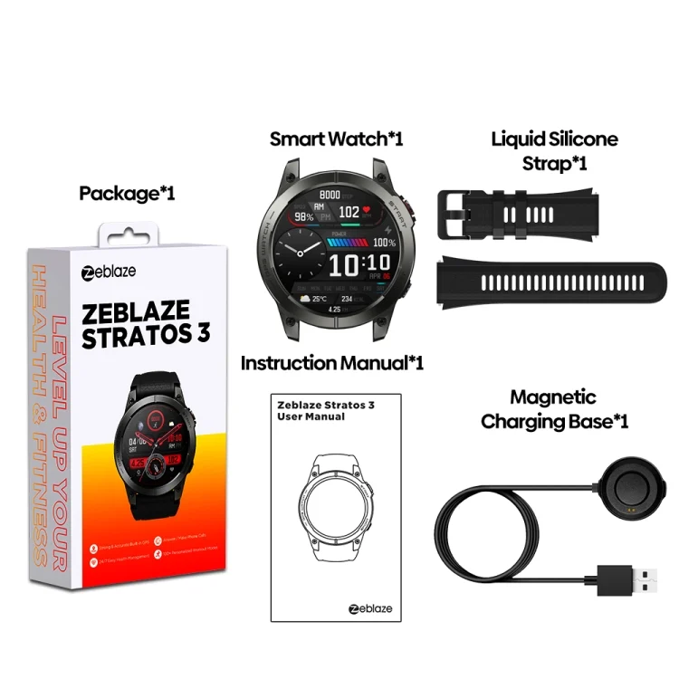 CA9819_B1.webp Zeblaze Stratos 3 1.43 inch AMOLED Screen IP68 Waterproof Smart Watch, Support Bluetooth Call / GPS - Image 2