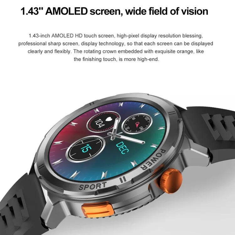 CA9894_B1.webp M52 1.43 inch Screen IP68 Waterproof Smart Watch, Support Bluetooth Call / Heart Rate - Image 2