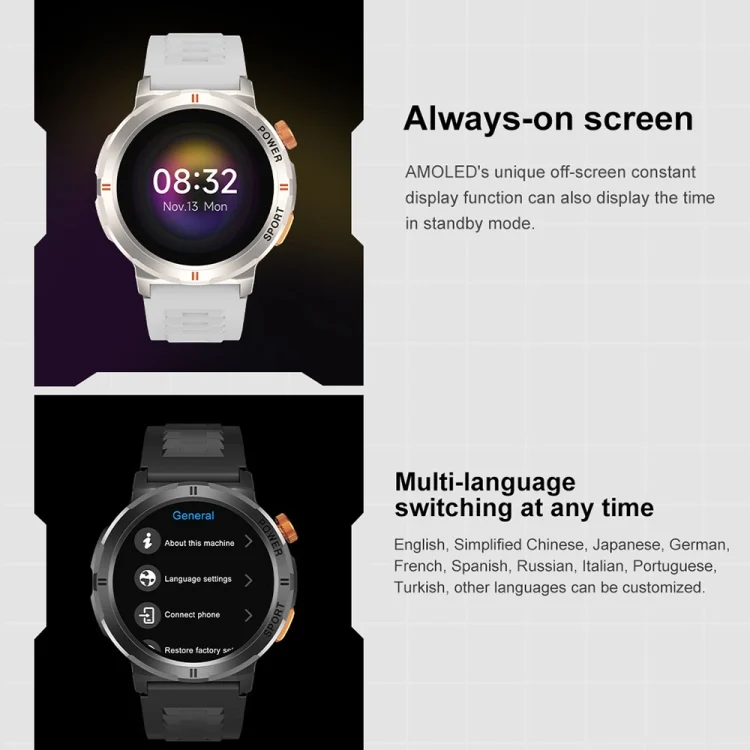 CA9894_B10.webp M52 1.43 inch Screen IP68 Waterproof Smart Watch, Support Bluetooth Call / Heart Rate - Image 11