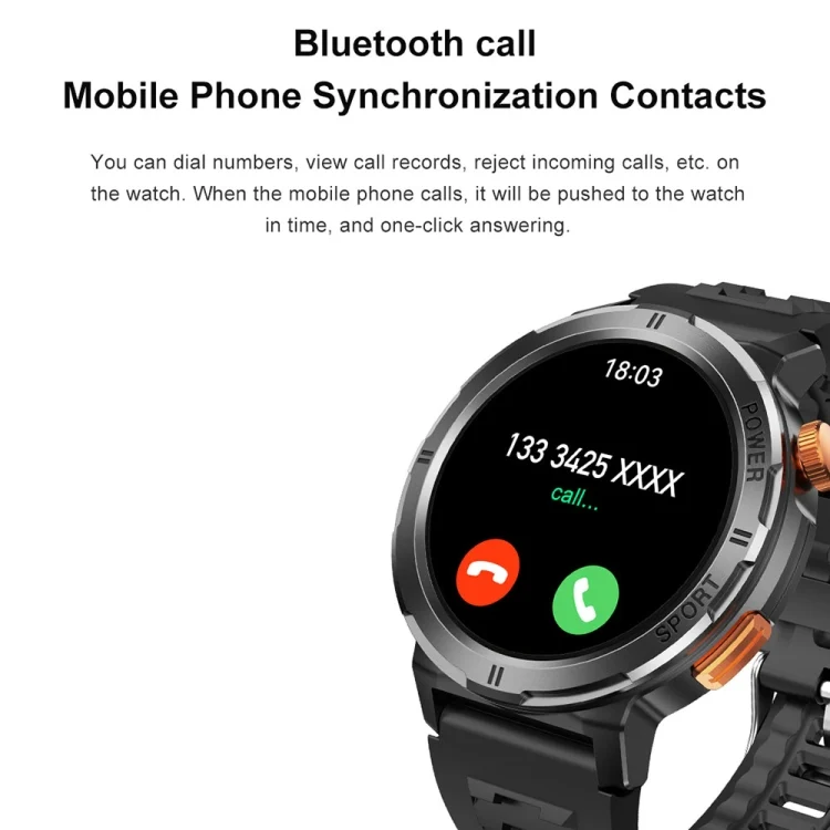 CA9894_B7.webp M52 1.43 inch Screen IP68 Waterproof Smart Watch, Support Bluetooth Call / Heart Rate - Image 8