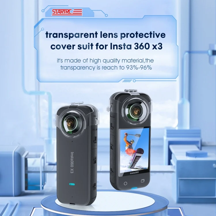 DCA2128T_2.webp For Insta360 X3 STARTRC No Disassembly Transparent Lens Protection Cover - Image 3