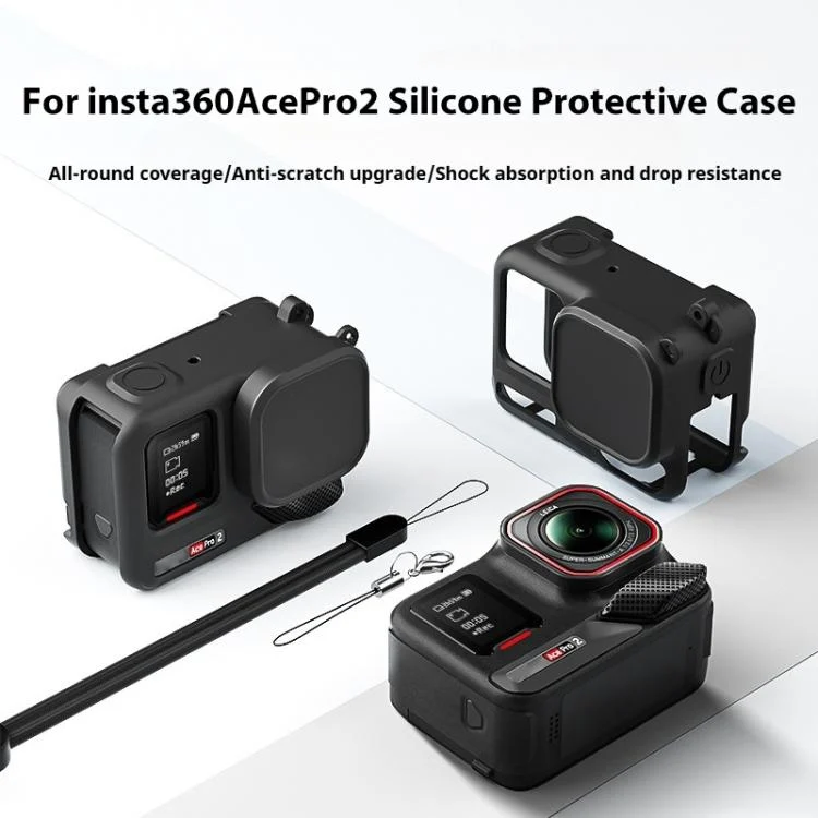 DCA2744B_1.webp For Insta360 Ace Pro 2 Silicone Protective Case with Wrist Strap & Lens Cover - Image 2