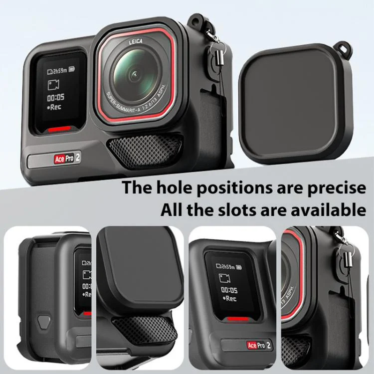 DCA2744B_2.webp For Insta360 Ace Pro 2 Silicone Protective Case with Wrist Strap & Lens Cover - Image 3